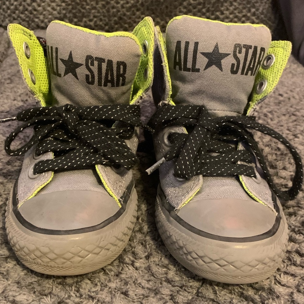 Grey/Green Boy size 11 Converse Allstar Hightops